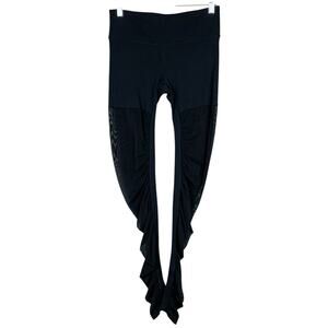 Alo Goddess Mesh Leggings Black Long Ruched Legs Women's M